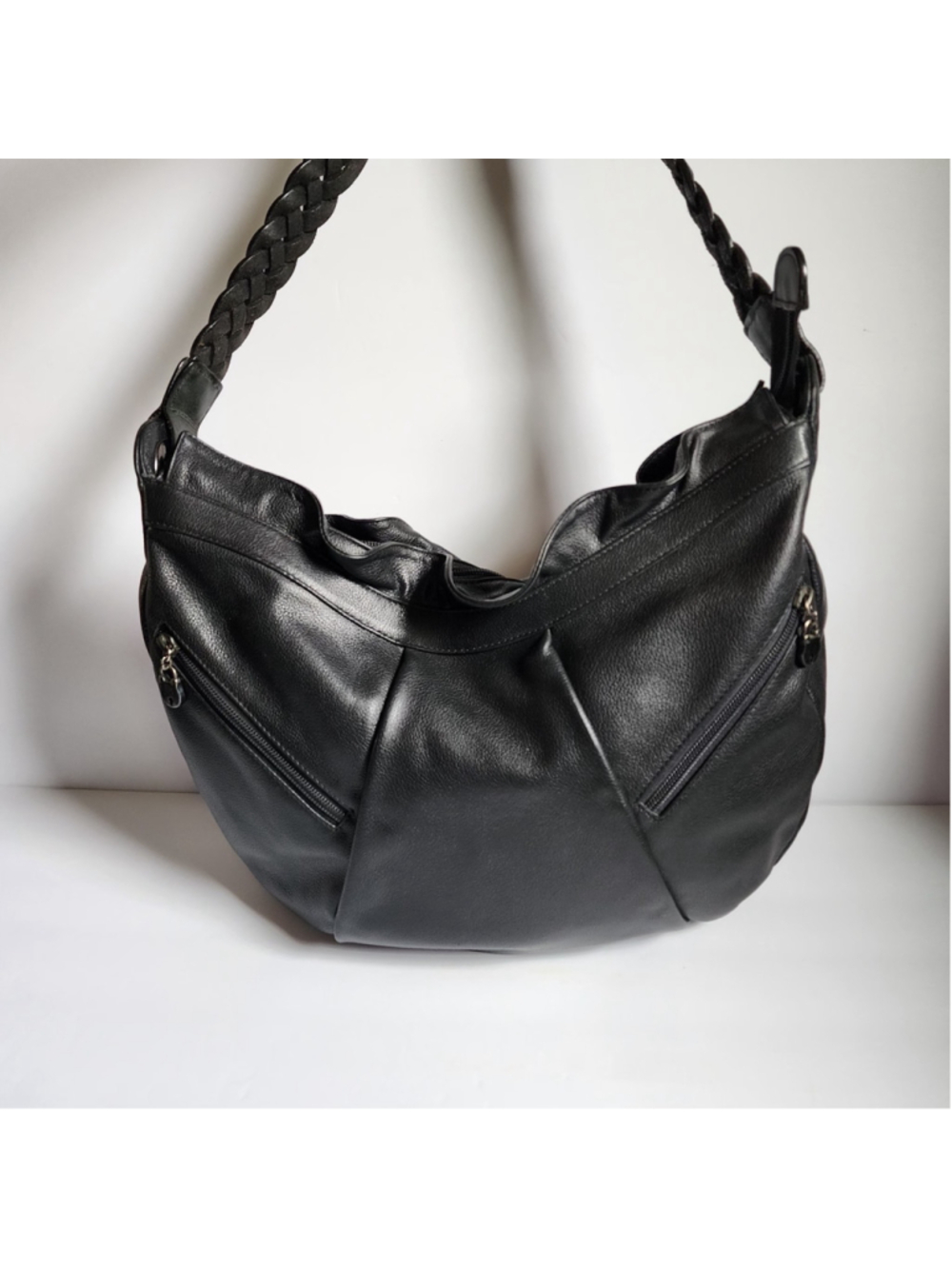 Galco PAX Concealed Carry Purse Black Pebbled Leather Shoulder Bag Purple Lining